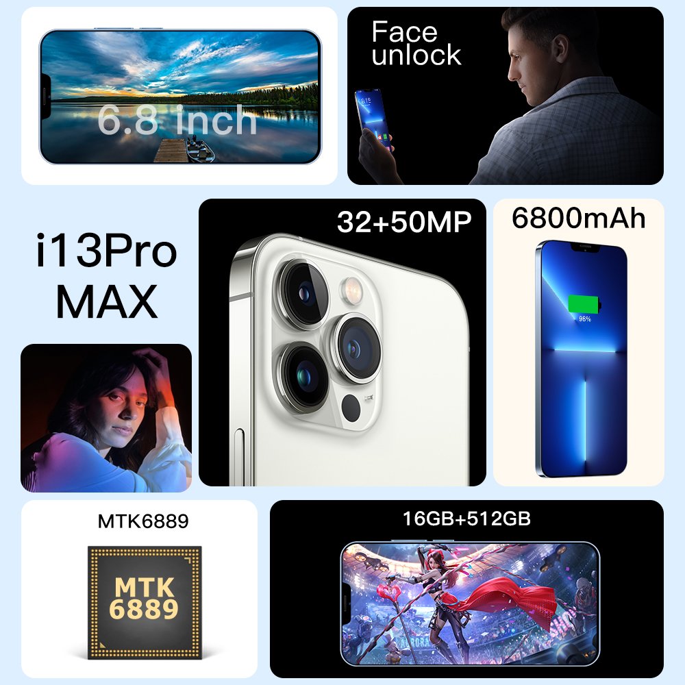 2023 Note30+ 6.9 inch 3840x2160 MTK6799 Android10.0 Smartphones 12GB+512GB 5G Cellphones 5600mAh Large Capacity Mobile Phone